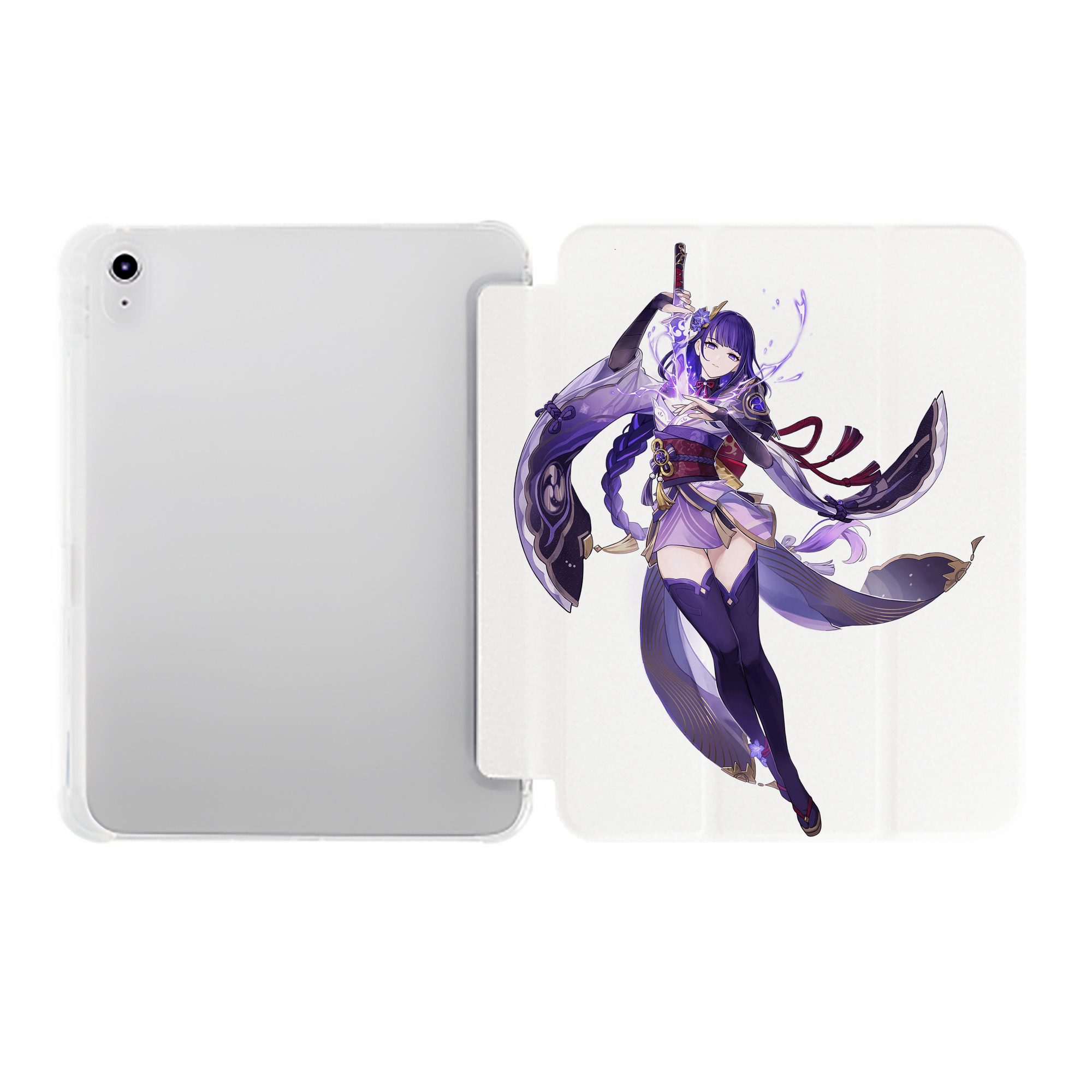 げんし神 雷電将軍 らいでんしょうぐん genshin Raiden Shogun IPad ケース ペン収納付き 三つ折りスタンド PUレザー×シリコン 対応機種9.5/10.5/10.9インチ